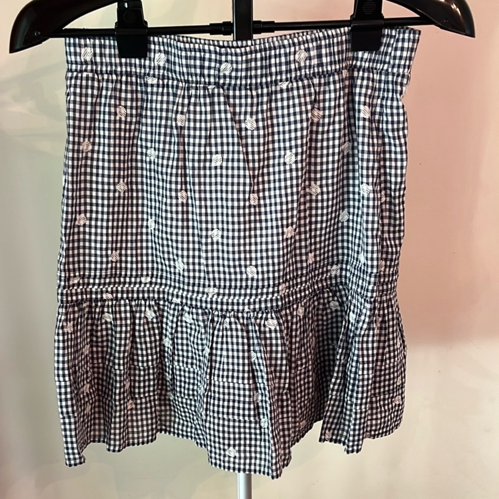 NWT Madewell Gingham Checkered Tiered Skirt - Blue and White